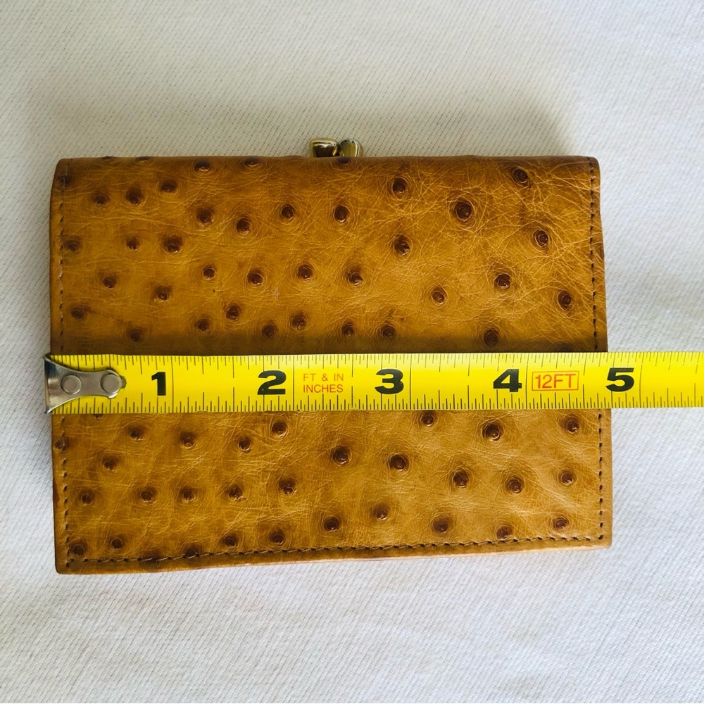 Like new gold Ostrich leather bi fold wallet 🔥 - Picture 8 of 12